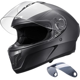VEVOR Full Face Motorcycle Helmet DOT Approved, Dual Visor with Bluetooth Slot & Interchangeable Lens, Smart Street ABS Helmet Comfortable Motocross Helmet, Fit for Youth & Adults Size L