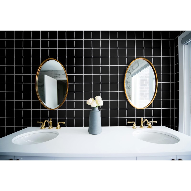 VViViD 11 Sheets Peel and Stick Black Gloss Faux Ceramic