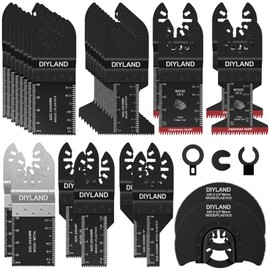 DIYLAND 31PCS Multi Tool Blade Set, Universal Oscillating Saw Blades, Oscillating Tool Accessories for Wood Metal Cutting, Multitool Blades fit Makita, Milwaukee, Dremel, Ryobi and More