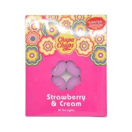 20 Chupa Chups Strawberry & Cream Scented Tea Lights, CHP-20TL-Strawberry-Cream