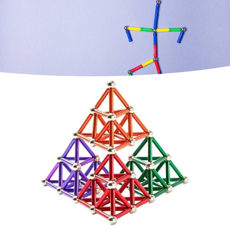 63pcs Magnetic Building Sticks Blocks Toys with Iron Box Exercise