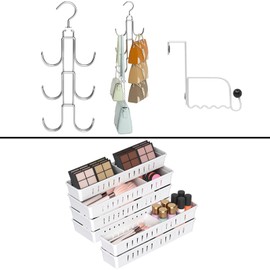 2+1 Pack Purse Organizer for Closet Hanger Bundle with 6 PCS Drawer Organizer Set