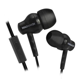 Magnavox MHP4851-BK Ear Buds with Microphone in Black | Available in Pink, Black, & White | Ear Buds Wired with Microphone | Extra Value Comfort Stereo Earbuds Wired | Durable Rubberized Cable |