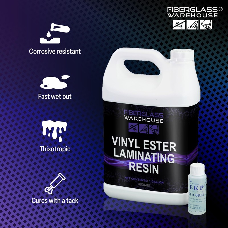Vinyl Ester Resin- Gallon w/Catalyst- Corrosion-Resistant, High-Impact Strength, High-Temp Capabilities,
