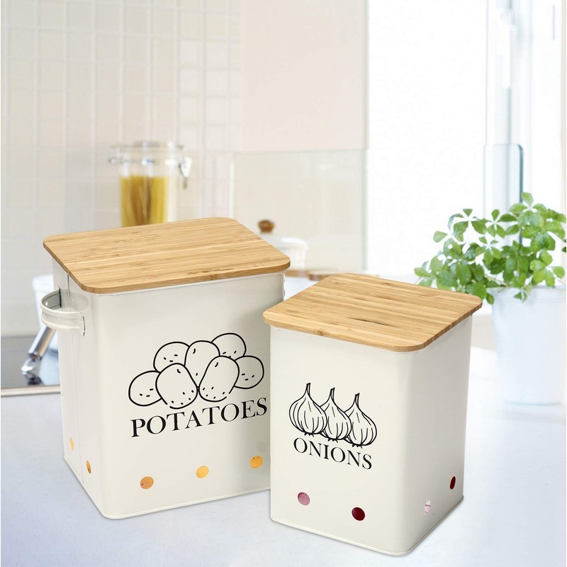 Xbopetda Potato Onion Storage Bin, Kitchen Storage Canister Set of