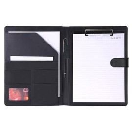 A4 Clipboard Folder, PU Leather Magnetic Conference Folder with Cover Writing Foldover Organiser for Business, Office, School, Restaurant
