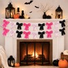 2 Strings Halloween Bow Garland 9.8Ft Pink Black Fabric Bow