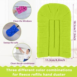 Zubebe 3 Pcs Duster Refill Fleece Duster Refills Cleaning Reusable Washable Pads for Cleaning Ceiling Fan Hardwoods Window Kitchen Floor, Rainbow Colors (Rose Red,Green,Blue)