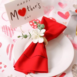 Handmade Floral Napkin Rings, Hydrangea & Eucalyptus Leaf Spring Decoration for Wedding, Easter, Party and Everyday Table Setting