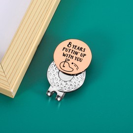 8 Year Anniversay Steel Gifts for Couple Golf Accessories for Men Bronze Anniversary Day Gifts for Wife Husband Valentines Gifts for Him White Elephant Gifts Christmas Golf Ball Marker Hat Clip
