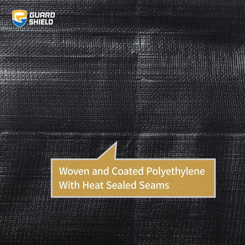 GUARD SHIELD Black Tarps Heavy Duty Plus+ Waterproof 10x10 Feet,
