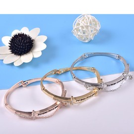 SINLOV Fashion Layered Forever Love Bracelet Charm Shiny Beads Bangle Bracelets Dainty Hand Bracelet Jewelry Adjustable for Women (Rose gold)