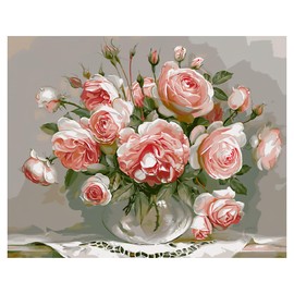 YINGDIHUT 40 * 50cm Paint by Numbers, con Lienzo para Pintar y Pinturas Acrílicas, Pintura por Numeros para Adultos y Niños, Pinturas Acrílicas con 3 Pinceles, Juego de Manualidades de Pintura(Rosa)