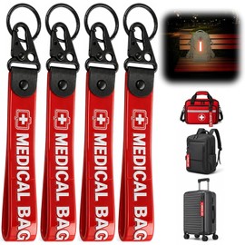 OPLCFO 4 Pcs Reflection Medical Alert Tag, Double-Sided Id Medical Equipment Luggage Bag Tags with 4 Pcs Keychains for Luggage Purse Backpacks Flight Travel