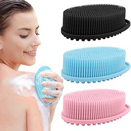 PQRUU Paquete de 3 depuradores corporales de silicona, exfoliantes suaves para uso en la ducha, exfoliante corporal apto para todo tipo de piel, espum