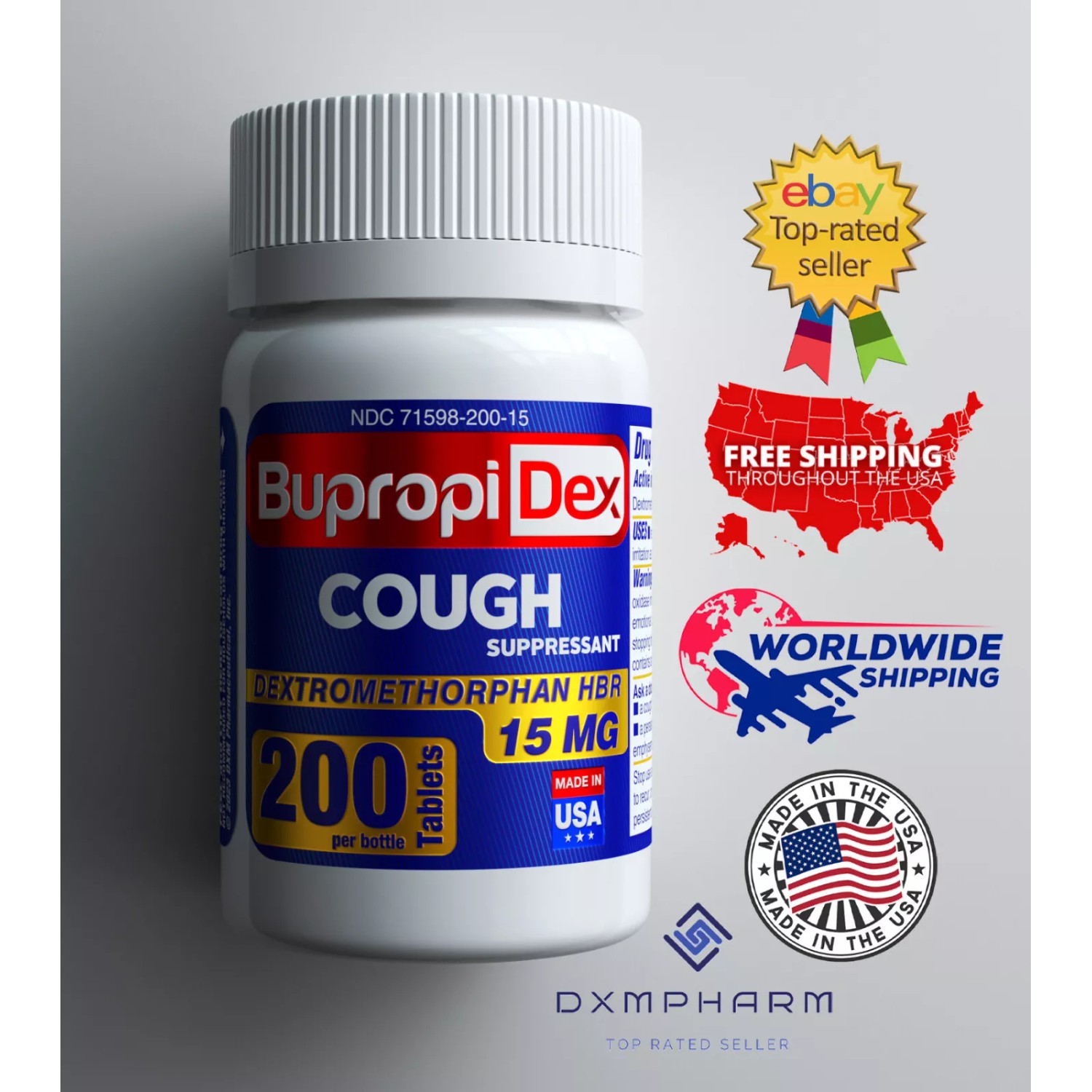 Tableta supresora para la tos BupropiDex 200 dosis dextrometorfano HBr ...