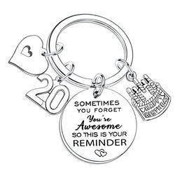 Happy 20th Birthday Keychain Gifts for Women Teens Girls Inspirational Birthday Keyring for Mum Dad Sister Brother Birthday Keychain for Friends BBF Birthday Keyring (20th birthday keychain gifts)