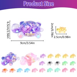 LALASTYLE Resin Animals Turtles Set: 2 Glittering Star Sand Turtles + 20 Sparkling Mini Turtles, Colorful Resin Animal Figures for Garden, Aquarium,Dollhouse Miniature Landscape Home Decoration