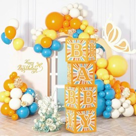 Lemicin 4PCS Here Comes The Son Boho Baby Box, Baby Shower Center Sun Baby Gift Box Sunshine Baby Boxes for Baby Shower Decorations Boy Baby Gift Box Gender Reveal Birthday Party Supplies