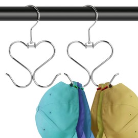 AnDock Hat Organizer Hanger for Baseball Cap, 2 Pack Heavy Duty Rotatable Design Hat Rack, 6.5 Inch Large Size Closet Rod Holder for Hanging Cap, Storage Hat Hook Keep Hat Visible and Great Shape