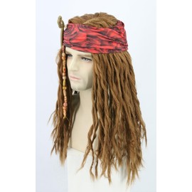 Peluca de pirata con rastas de color marrón unisex, accesorio para disfraz de pirata, pelucas de cosplay de Halloween