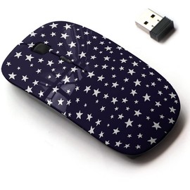 CJCBROES 2.4G Wireless Mouse with Cute Pattern Design for All Laptops and Desktops with Nano Receiver - Doodles Stars