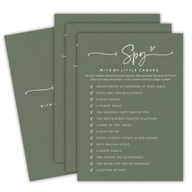 EXW Bridal Shower Game Cards, I Spy with My Little Camera, Minimalism Green Engagement Party Cards, Newlyweds Party Game Supplies, Bridal Shower Party Decorations, Set of 30 - B02