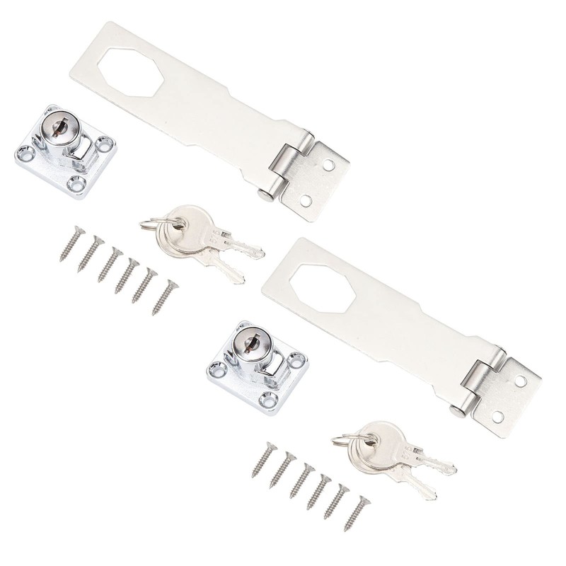 Keyed Hasp Lock, 2pcs Padlock Latch Hasp Lock with Key