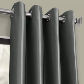 HPD Half Price Drapes PTCH-BO112-120-GR Grommet Blackout Faux Silk Taffeta Curtain (1 Panel), 50 X 120, Platinum