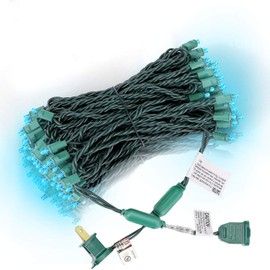 AIDDOMM 100 Counts Aqua LED Christmas Lights – 50ft 5mm Aqua Christmas Lights Outdoor Commercial Grade Waterproof, Indoor Christmas Tree Decorations, Green Wire Mini Aqua String Lights, UL, IP:65