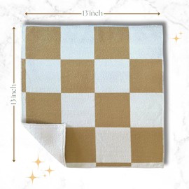 Cloak & SAGE 13" x 13" Luxury Microfiber Cleaning Cloths | Latte – 4 Pack | Premium Checkered All-Purpose Microfiber Towels for Cleaning Glass, Kitchens, Bathrooms, Automotive, & Supplies (4, Latte)