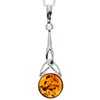 Genuine Cognac Baltic Amber & Sterling Silver Celtic Pendant without