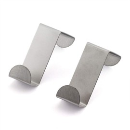 JCBIZ 2 Pack Over The Door Hooks Stainless Steel Seamless Nail-Free Bathroom Kitchen Z Shape Back Door Hook Rack Hanger Organizer Silver (Fit for Thickness: Less Than 1.8cm/4cm)