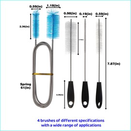 Generic 4 PCS Double Headed bidirectional Nylon Cleaning Brushes, Drain Brushes with Handles, Straw Cleaning Brushes, Black White Blue