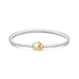 Michael's Jewelers-Provincetown Beach Ball Twist Bracelet from Cape Cod Two-Tone 14k Solid Ball gold-925 Sterling Silver Bangle (7.5)