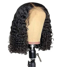 KENANLAN 14 Inch Short Bob Wigs, Synthetic Hair Wigs for Black Women, Brazilian Hair, 150% Density,Short Curly Deep Wave Rose Net Wigs