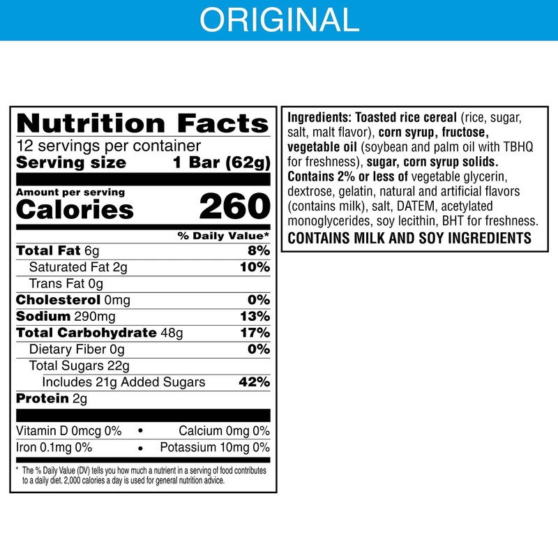 Rice Krispies Treats Marshmallow Snack Bar, Kids Snacks, School Lunch,