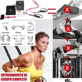 HEKE Equipo de Entrenamiento de Suspension, Rally Banda de Resistencia para Entrenamiento de Gimnasio en Casa de Cuerpo Completo, Entrenamiento Suspendido Cuerda de Tracción, Rosado