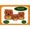 SusggO Set of 3 Wooden Owls Decoration Hand Carved Lucky