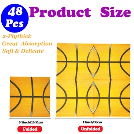 48Pcs Basketball Paper Napkins, 6.5in
