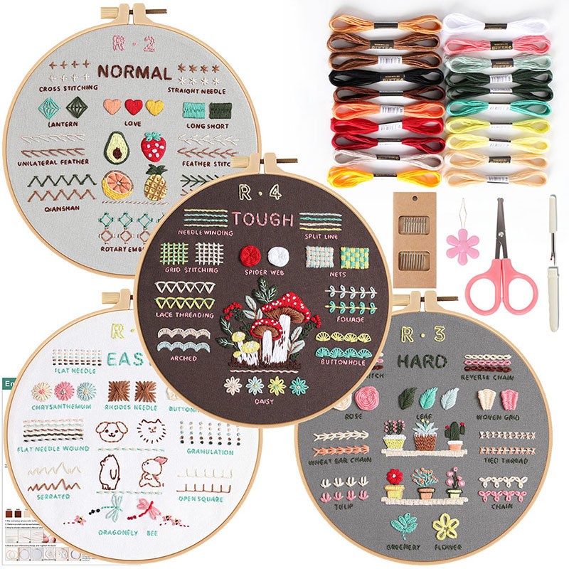 Embroidery Starter Kit for DIY Crafting – 3-Piece Cotton Leaf