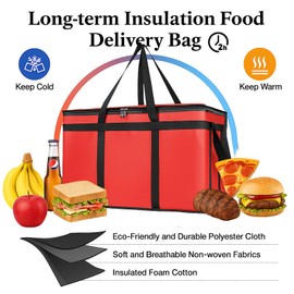 Bodaon Large 2-Pack Insulated Food Delivery Bag With Hard Bottom, XXXL Bags, Rideshare Delivery Bag, Grocery Shopping and Catering, Cold/Hot Styrofoam Carrier for Travel/Car