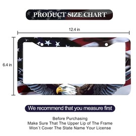LIN KANG American Flag Eagle License Plate Frame Matte Stripe US Flag Gloss License Plate Holder Aluminum Metal Auto Parts Rust-Proof Waterproof Car Decorative Tag Frame for Standard US 12x6 Inch