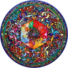 Puzzle-Flowing Rainbow Lines-1000 Pieces Round Puzzle Color Challenge Jigsaw Puzzles for Adults - Style: Mandala Blossom