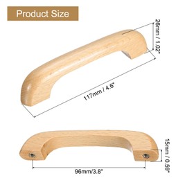 sourcing map 6Pcs Wood Drawer Pulls Handles, 96mm/3.8" Hole Spacing Bridge Shaped Beech Wood Cabinets Drawer Knobs Pull Handles for Kitchen Cabinets Furniture (Wooden, 116mm Length)