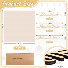 Funnymoom 6 Set Ramadan Wood Sign and Cotton Cloth Napkins Ramadan Table Decor Gifts Plate Setting Plate Sign Eid Mubarak Decorations for Eid Ramadan Islamic Muslim Home Party Wedding (Mixed Styles)
