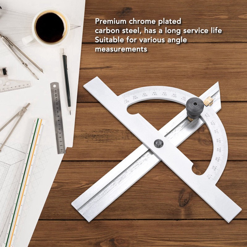 Woodworking Protractor Carbon Steel High Accuracy Easy Read Portable Adjustable