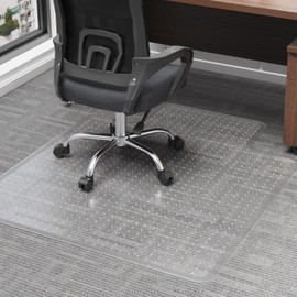 FUNMAT Chair Mat for Carpet, 45" x 53" Easy Glide Desk Chair Mat for Carpeted Floors, Beveled Edge Vinyl Mat with Grips, Heavy Duty Carpet Protector for Home Office, Clear(with Lip)