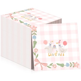 AmazingSpark 100 Pcs One Silly Goose Paper Napkins One Silly Goose Birthday Decorations Pink Gingham 1st Birthday Party Napkins Birthday Party Supplies