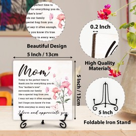 Gifts for Mom, Best Mom Ever Gifts from Daughter Son, Unique Mom Birthday Christmas Mothers Day Retirement Gift Idea, Mother's Day Decorations Sign with Stand for Home, Office (5" x 5")-B05